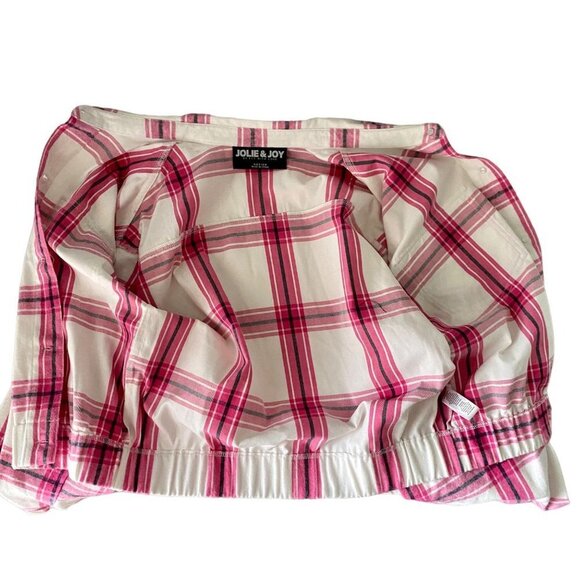 Jolie & Joy Juniors Button Down Pink and White Plaid Jacket Medium - Picture 7 of 11